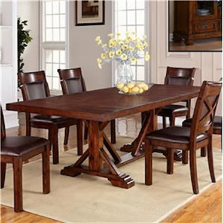 Trestle Dining Table with Two Leaves
